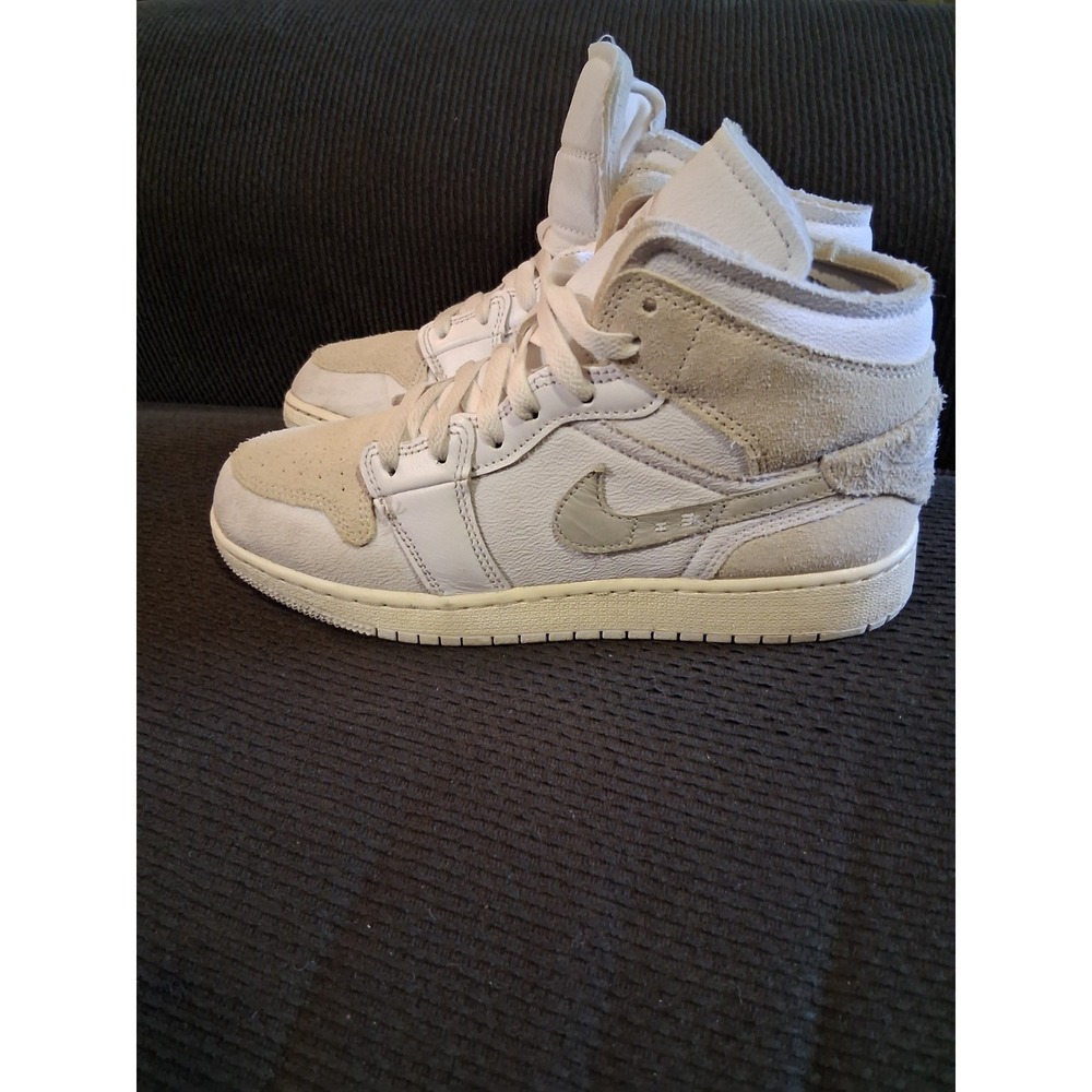Nike Air Jordan 1 Mid Craft SE White Brown Gray GS/FB9142-120 Mens 6Y Womens 7.5